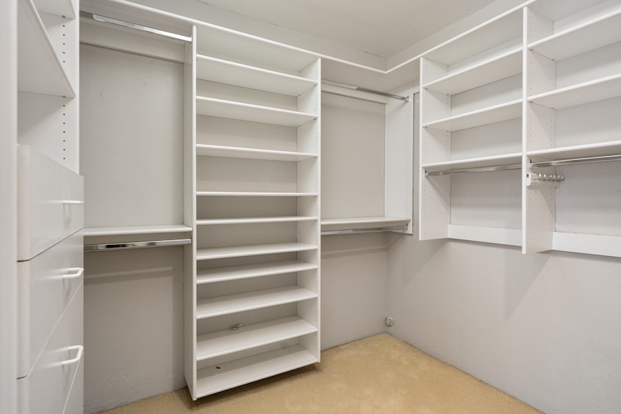 open shelves and closed cabinets